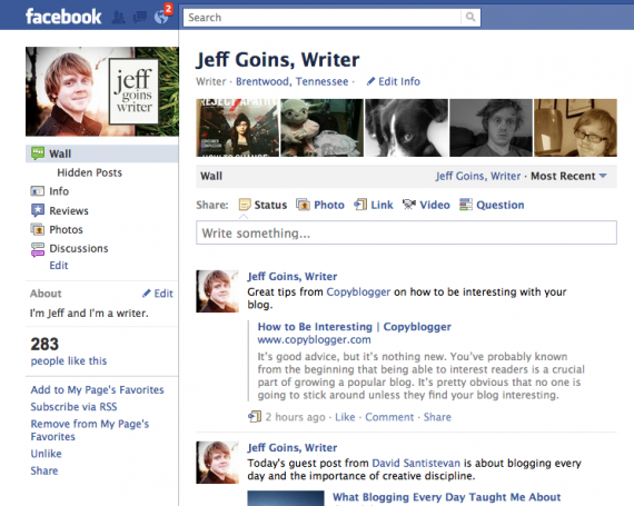 Goins, Writer Facebook Page