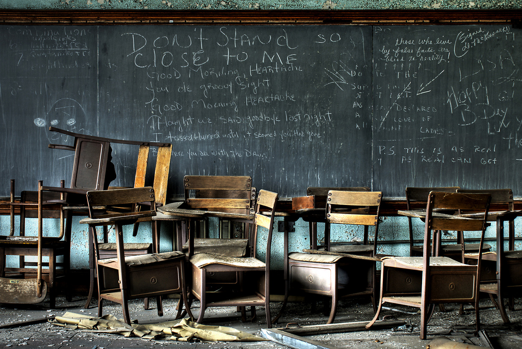 Chalkboard and classroom